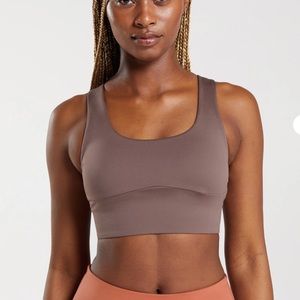 NWT Gymshark Longline Sports Bra Medium Support Truffle Brown Womens L